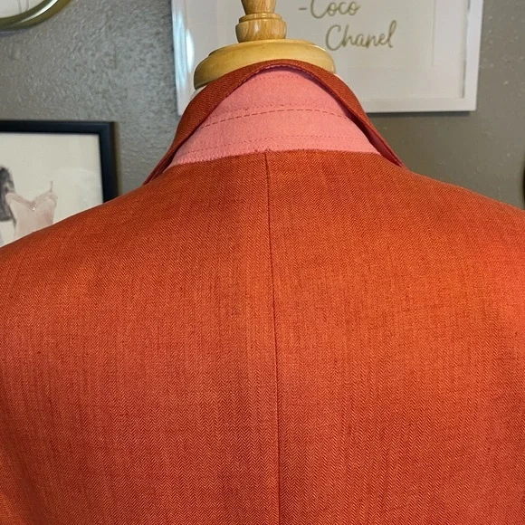 Maus & Hoffman Orange 100% Linen Blazer Sports Coat 42 Tall - Picture 12 of 16